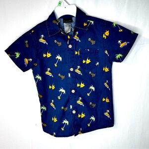 Little Rebels Boys Toddlers Blue BeachStyle pineapples trees Shirt Size 4T